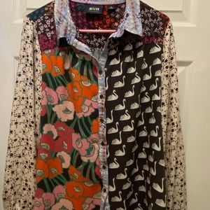 Anthropologie Maeve La Paz Contrast Patchwork Blouse